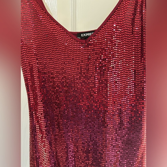 NWT Express red spaghetti strap sequined dress XS - Picture 3 of 7